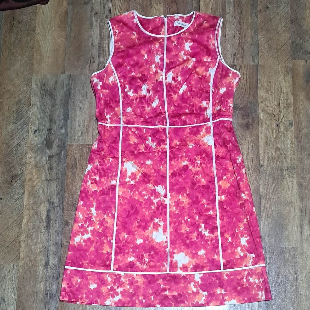 Calvin Klein Pink, White and Orange Dress Size 12 *see Discription